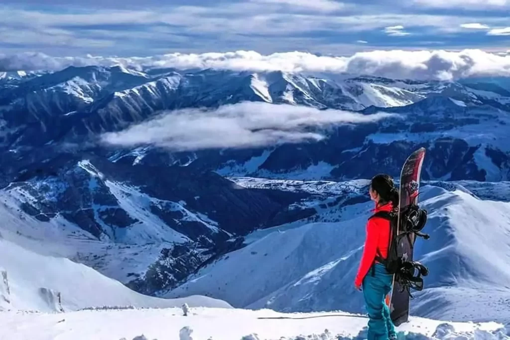 Skier / snowboarder in action in Gudauri Georgia